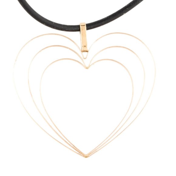14K YELLOW GOLD HEART PENDANT ON RUBBER CORD